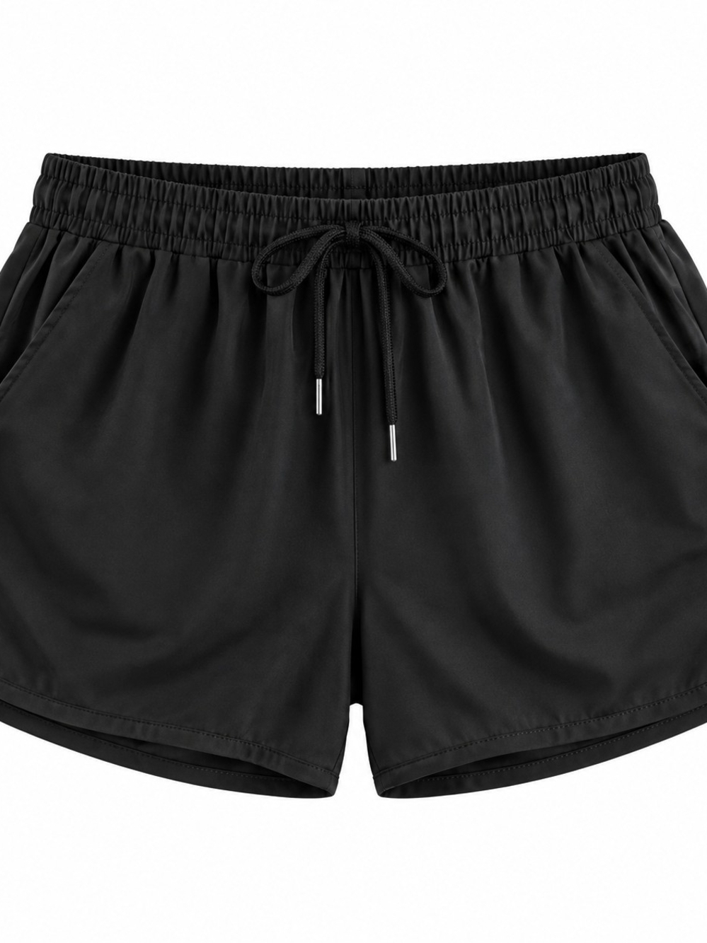 Black Women's Drawstring Athletic Shorts